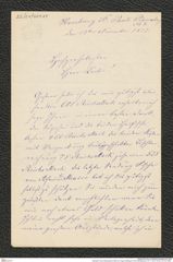 Nachlass Franz Steindachner, Brief von Hugo Schilling an Franz Steindachner (13.11.1877), Inv.Nr. 451.04, Seite 1